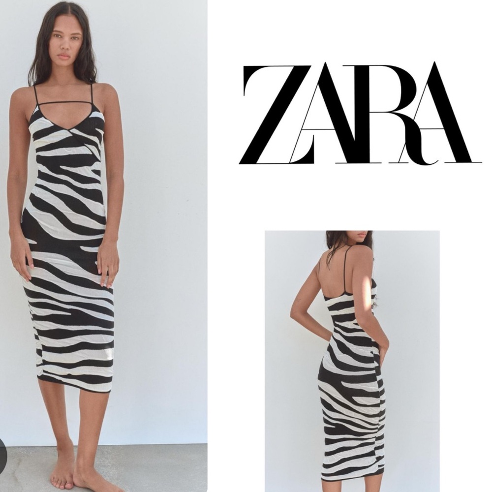 Zara Black and White Zebra Knit Dress